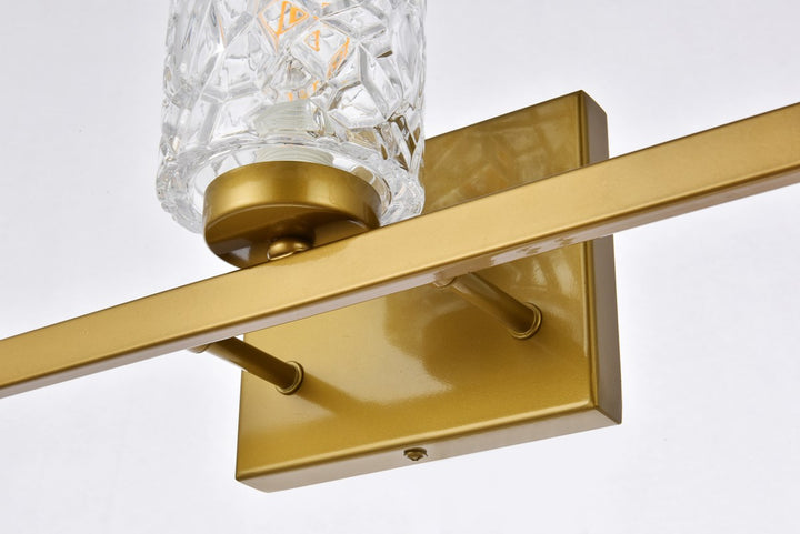 3 Lights Bath Sconce In Brass With Clear Shade