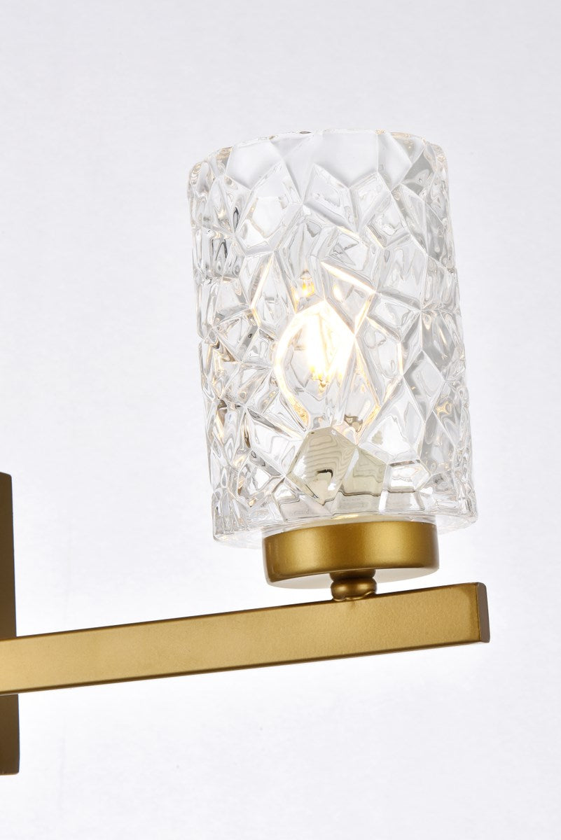 3 Lights Bath Sconce In Brass With Clear Shade