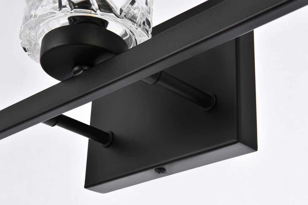 3 Lights Bath Sconce In Black With Clear Shade