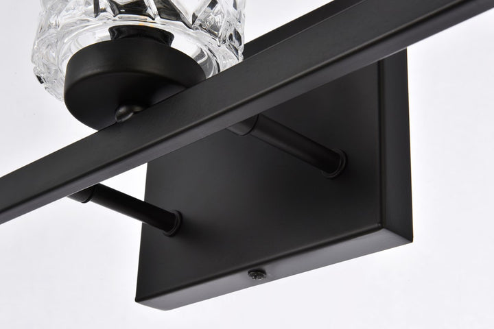 3 Lights Bath Sconce In Black With Clear Shade