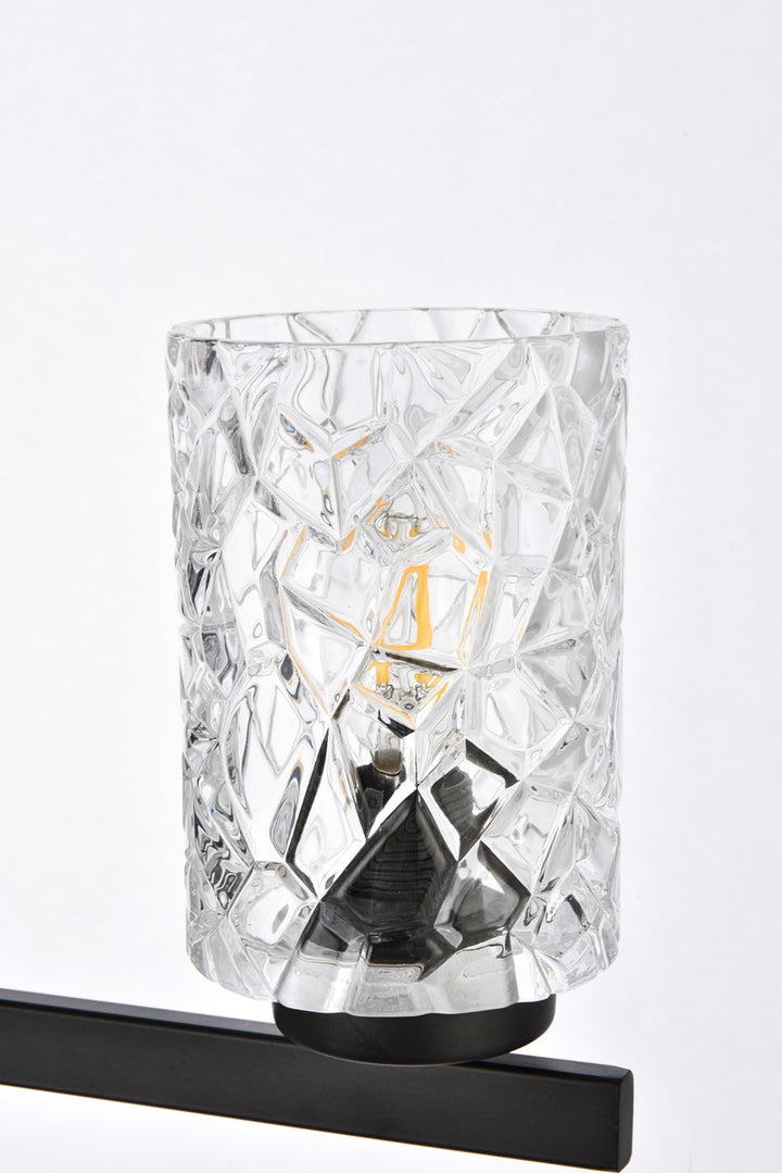 3 Lights Bath Sconce In Black With Clear Shade