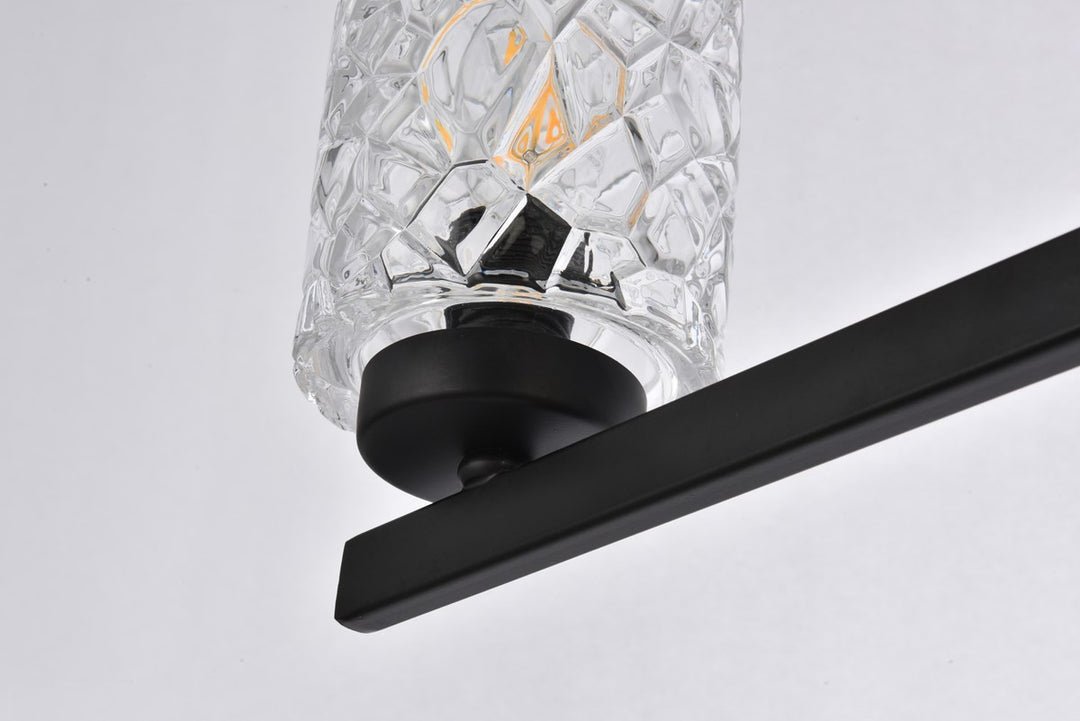 3 Lights Bath Sconce In Black With Clear Shade