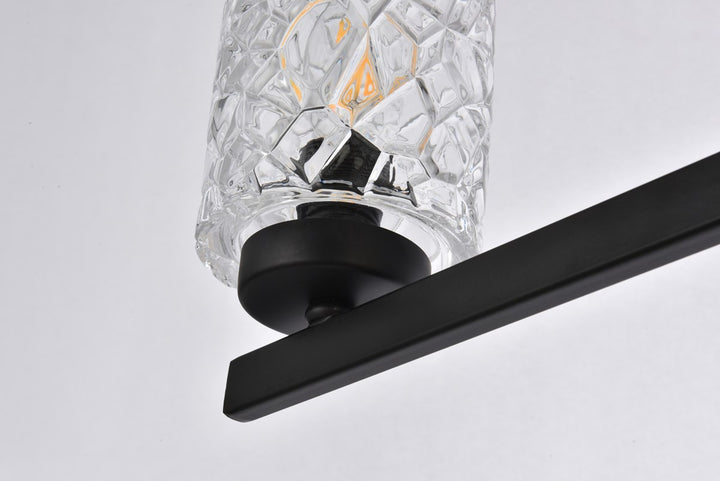 3 Lights Bath Sconce In Black With Clear Shade