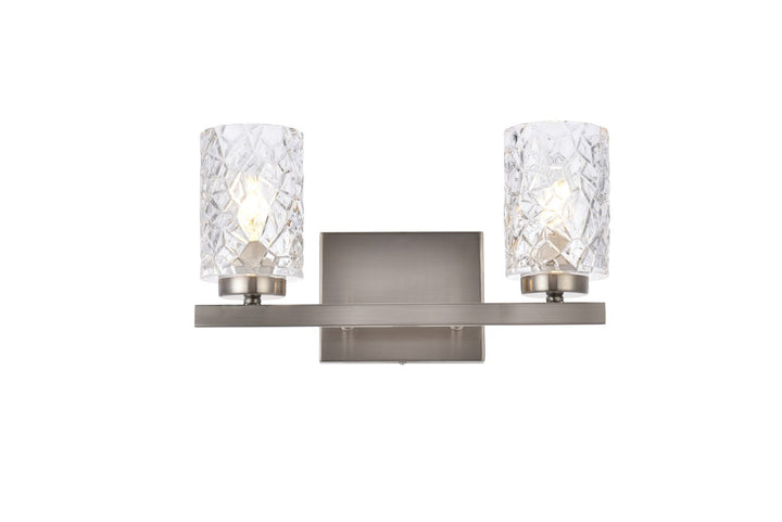 2 lights bath sconce in satin nickel with clear shade by Living District