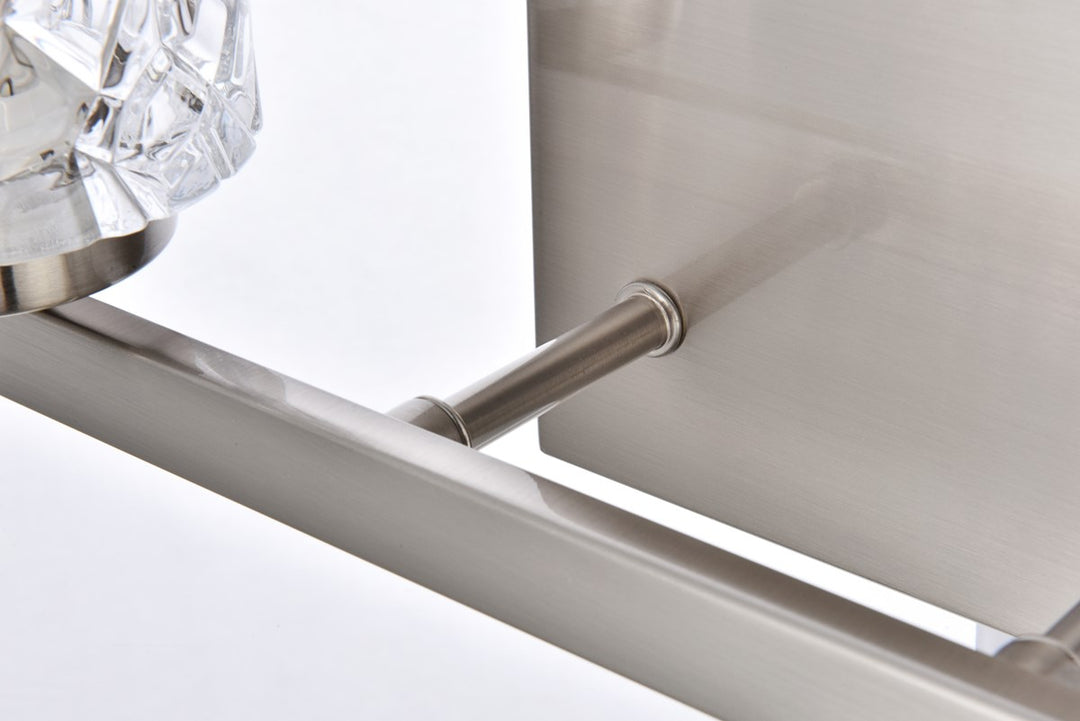 2 lights bath sconce in satin nickel with clear shade