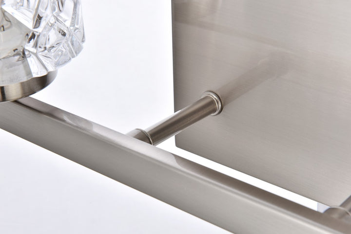 2 lights bath sconce in satin nickel with clear shade