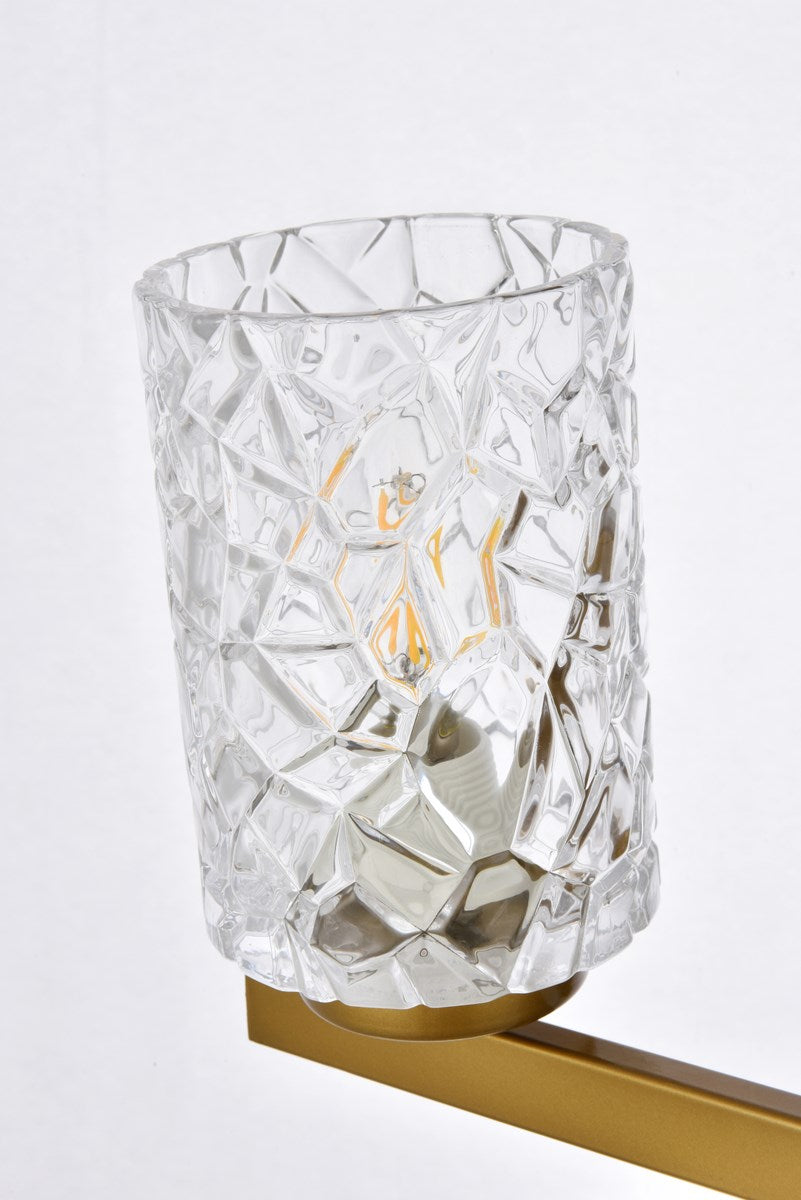2 Lights Bath Sconce In Brass With Clear Shade