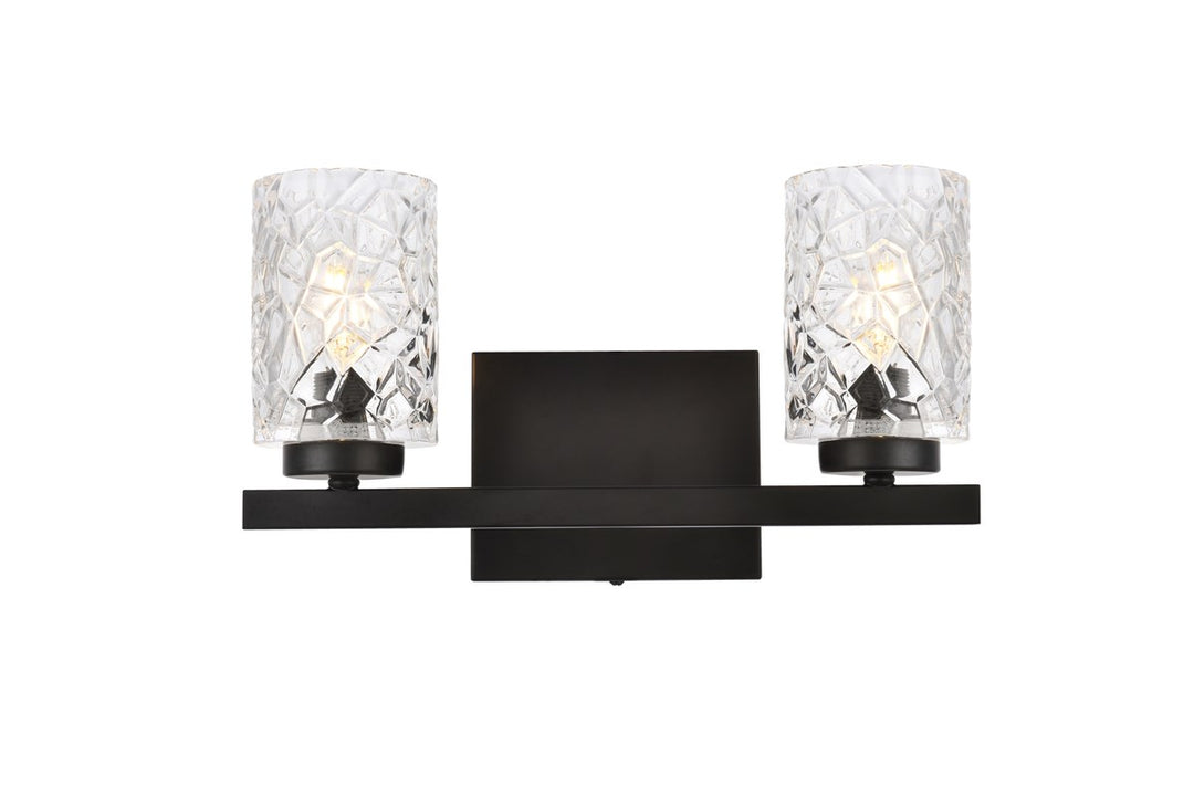 2 Lights Bath Sconce In Black With Clear Shade by Living District