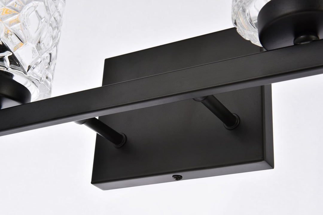 2 Lights Bath Sconce In Black With Clear Shade