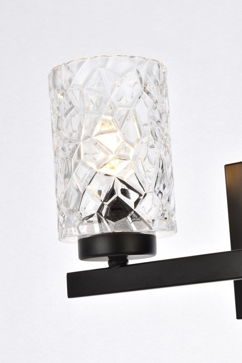2 Lights Bath Sconce In Black With Clear Shade