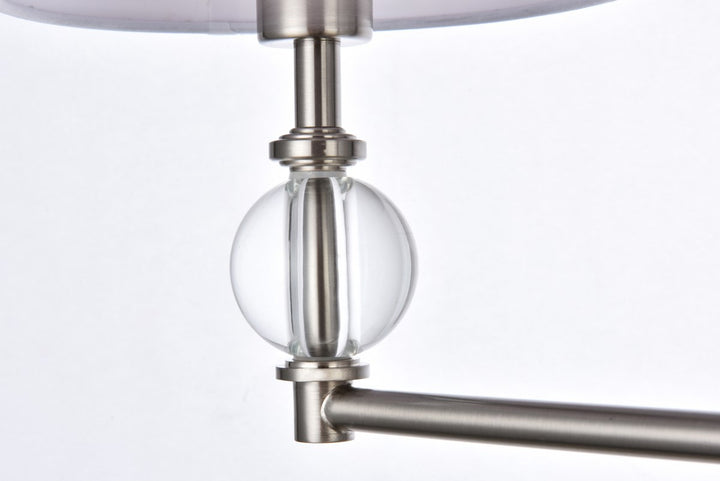 3 lights bath sconce in satin nickel with white fabric shade