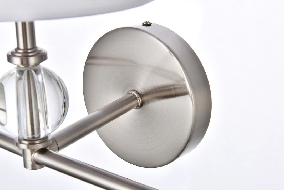 3 lights bath sconce in satin nickel with white fabric shade