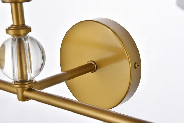 3 Lights Bath Sconce In Brass With White Fabric Shade