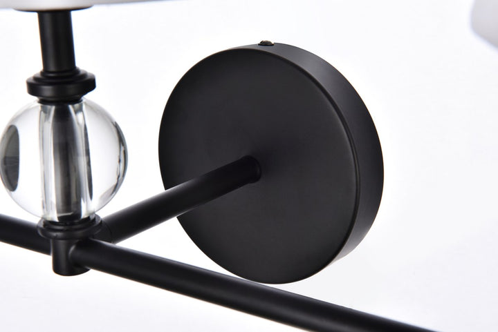 3 Lights Bath Sconce In Black With White Fabric Shade