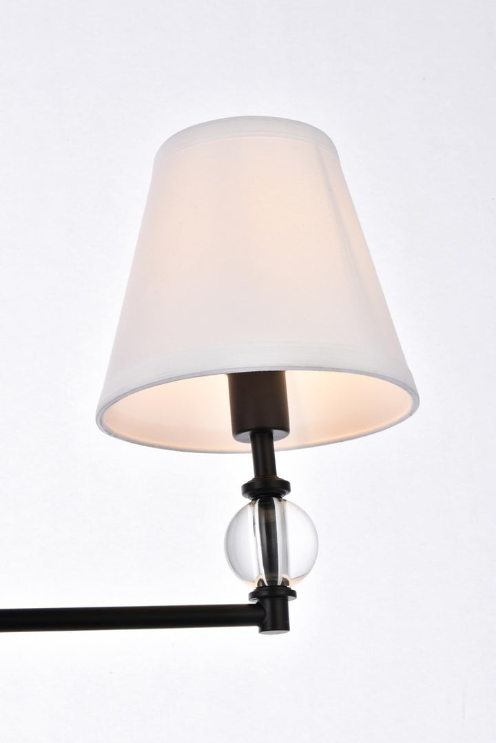 3 Lights Bath Sconce In Black With White Fabric Shade