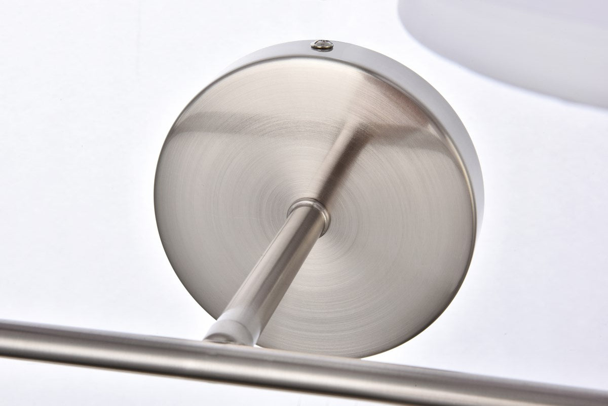 2 lights bath sconce in satin nickel with white fabric shade