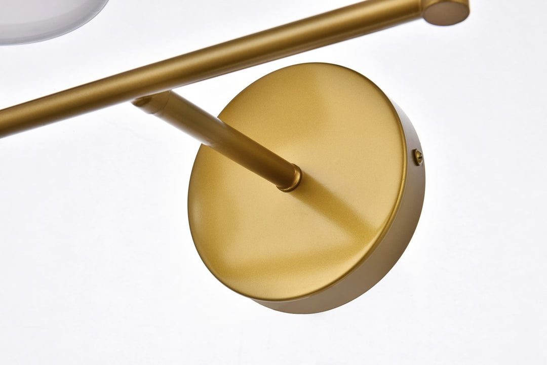 2 Lights Bath Sconce In Brass With White Fabric Shade
