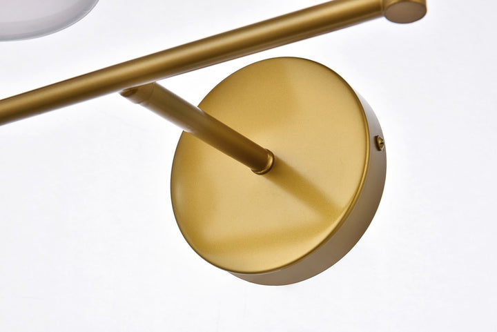 2 Lights Bath Sconce In Brass With White Fabric Shade