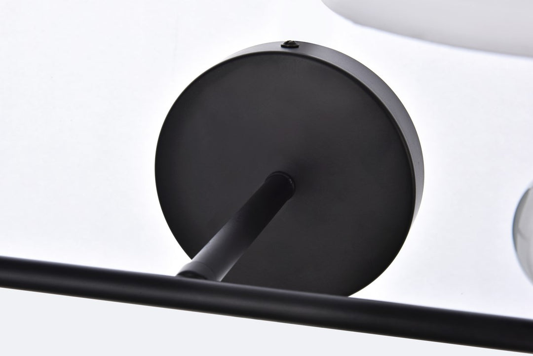 2 Lights Bath Sconce In Black With White Fabric Shade