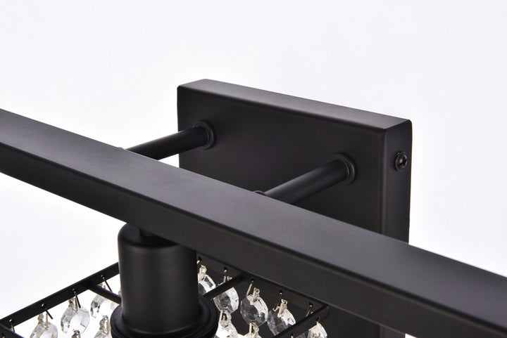 5 Lights Bath Sconce In Black With Clear Crystals