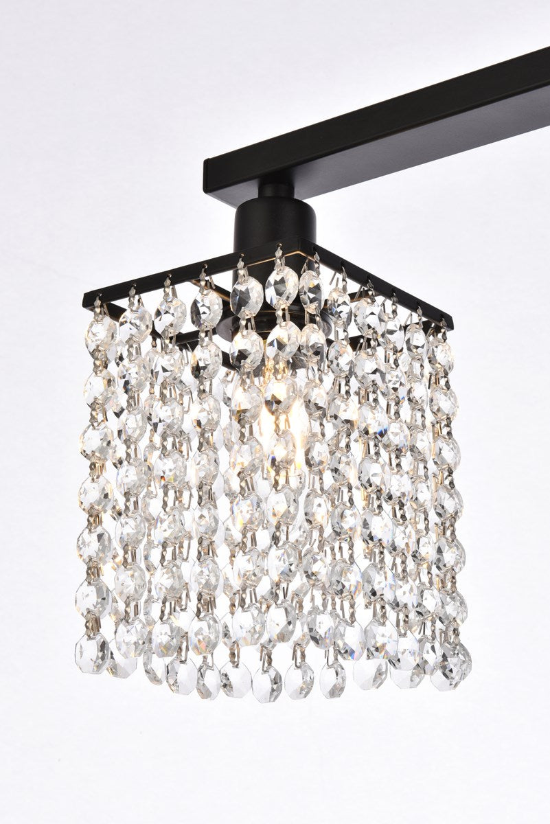 2 Lights Bath Sconce In Black With Clear Crystals