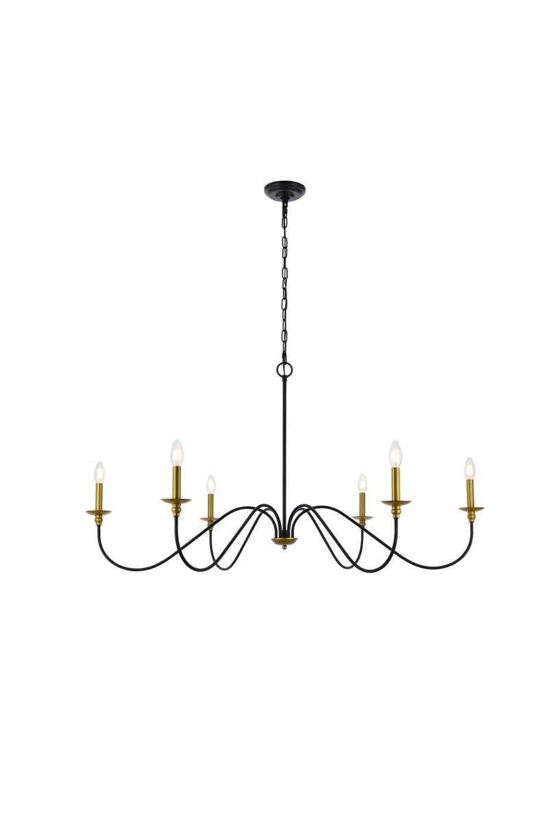 48 Inch Chandelier In Matte Black And Brass by Living District