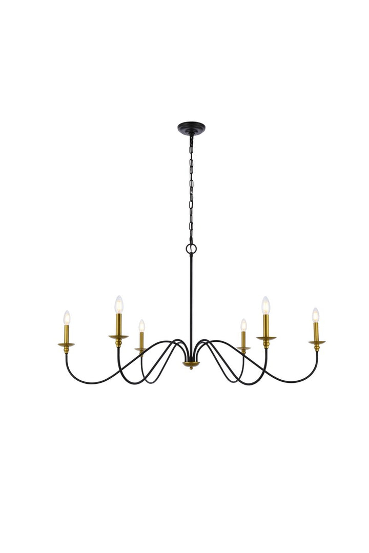 48 Inch Chandelier In Matte Black And Brass by Living District