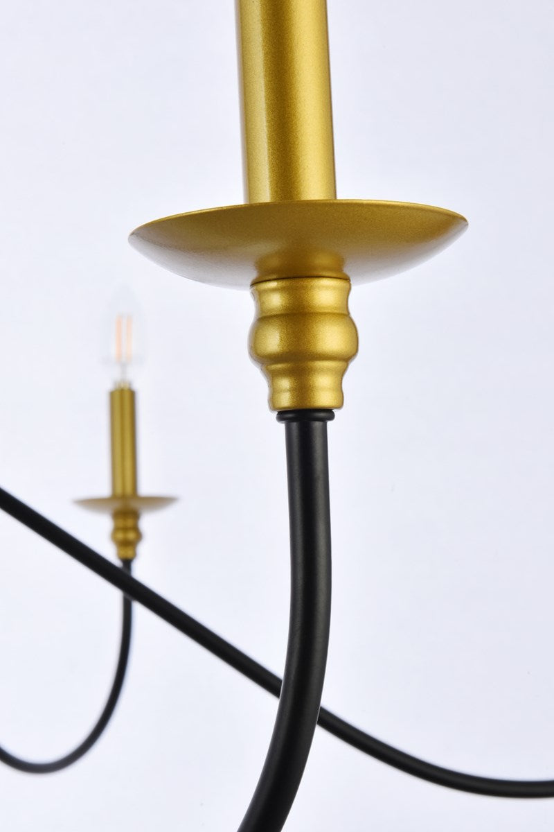 48 Inch Chandelier In Matte Black And Brass