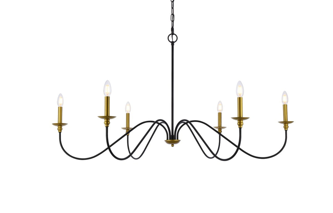 48 Inch Chandelier In Matte Black And Brass