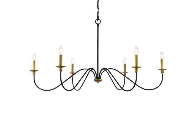 48 Inch Chandelier In Matte Black And Brass