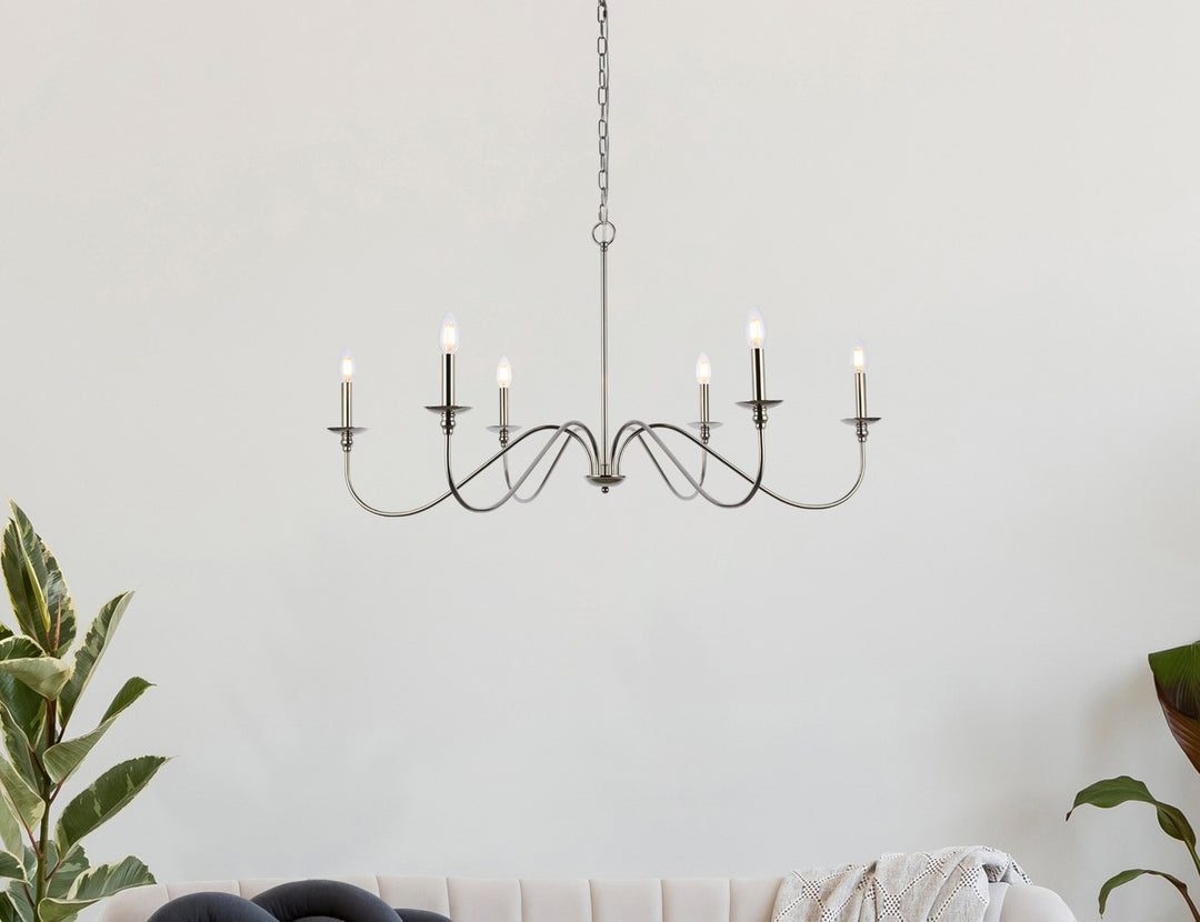 42 Inch Chandelier In Polished Nickel