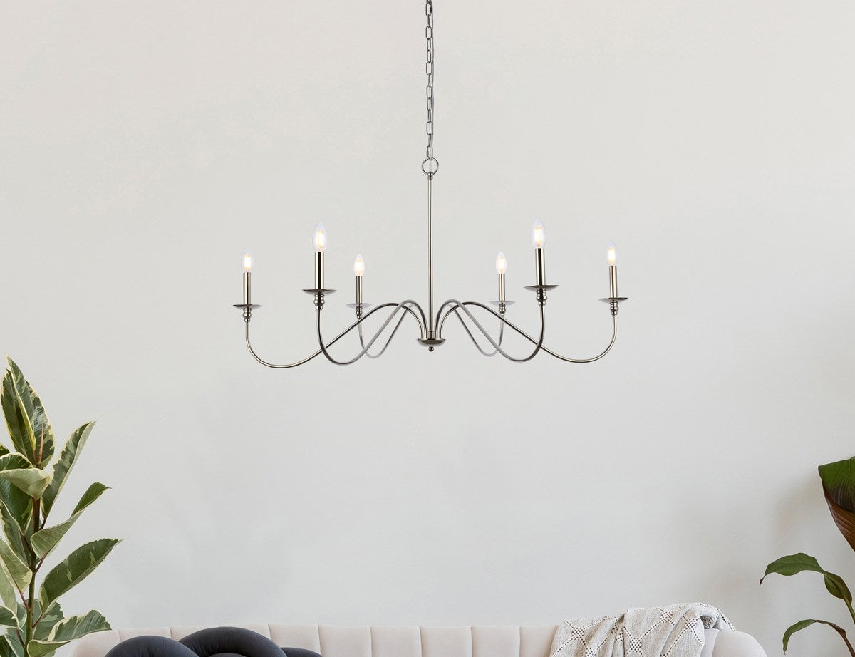 42 Inch Chandelier In Polished Nickel