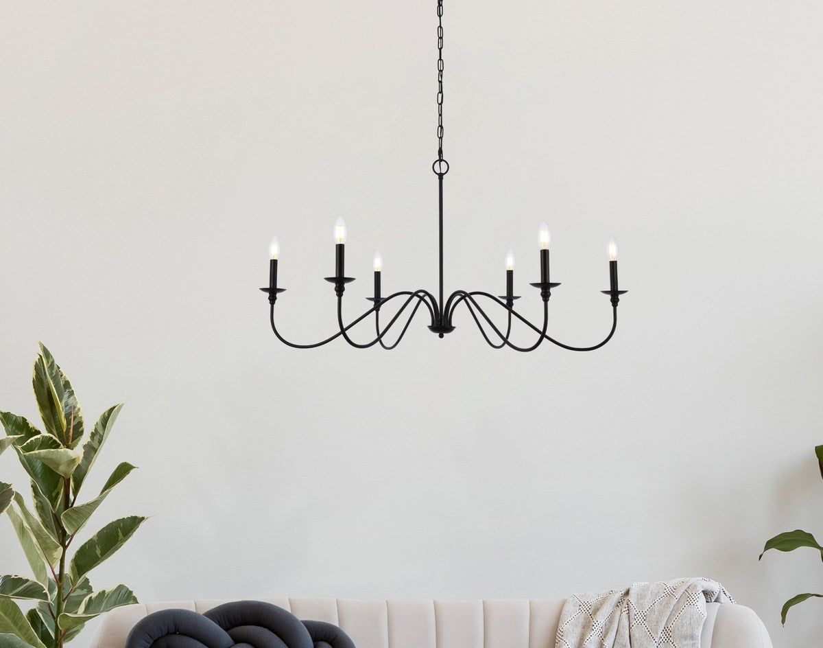 42 Inch Chandelier In Matte Black