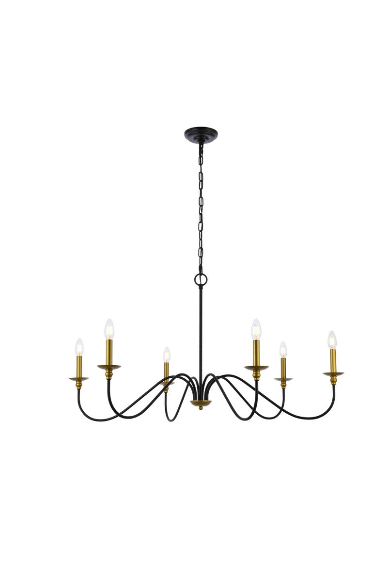 42 Inch Chandelier In Matte Black And Brass by Living District