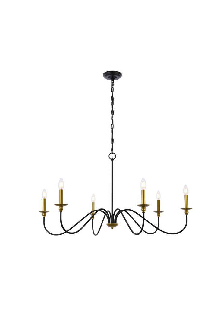 42 Inch Chandelier In Matte Black And Brass by Living District