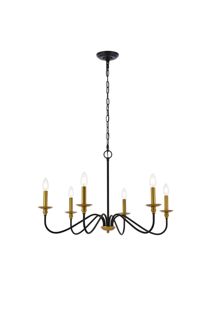 30 Inch Chandelier In Matte Black And Brass by Living District