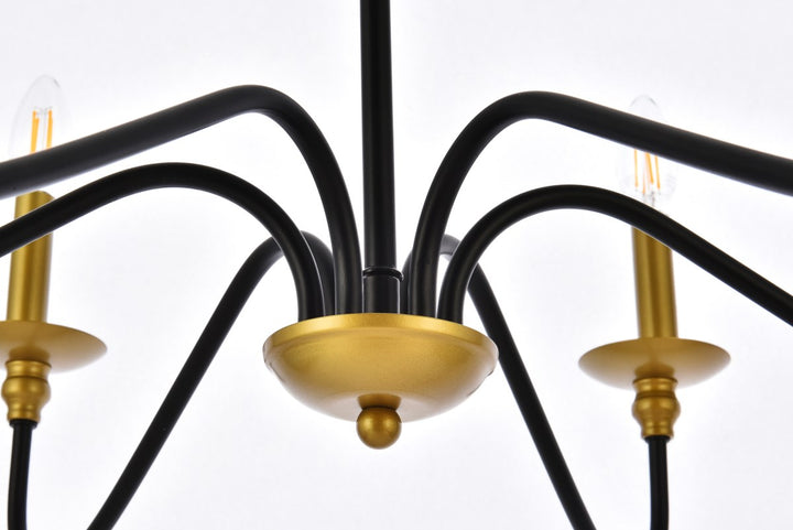 30 Inch Chandelier In Matte Black And Brass