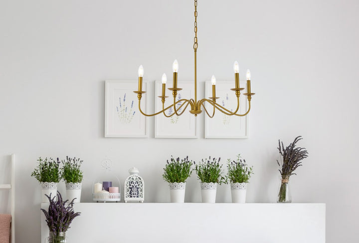 30 Inch Chandelier In Brass