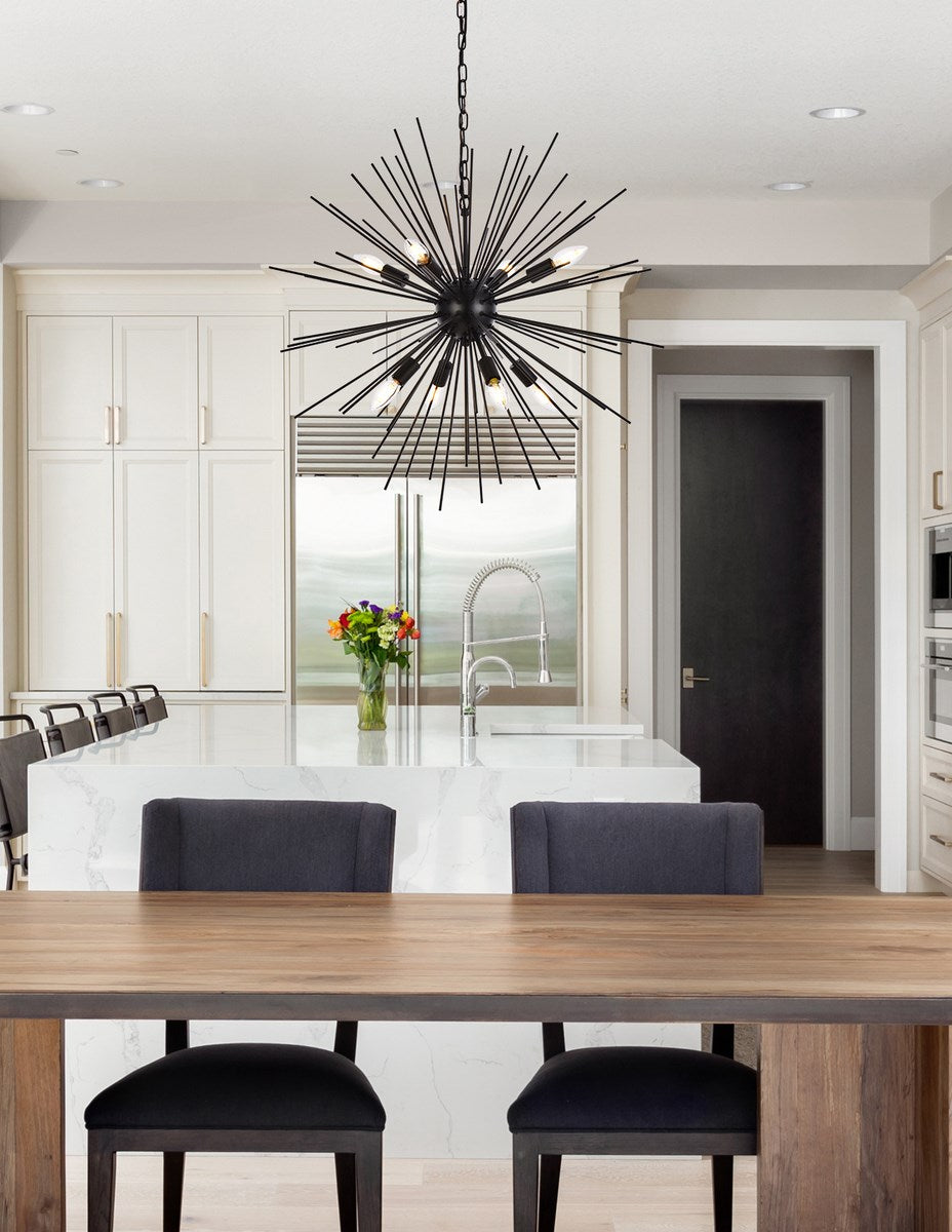 8 Lights Black Pendant