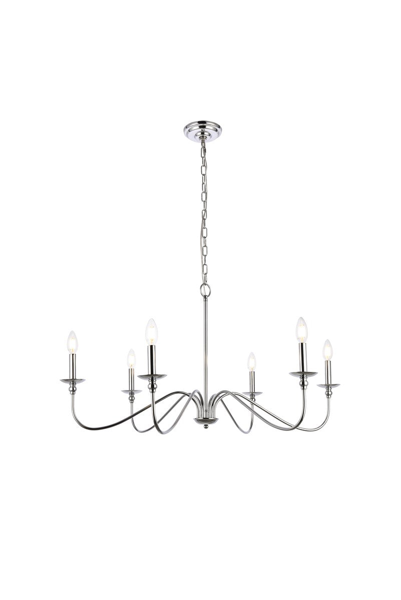 6 Lights Polished Nickel Chandelier by Living District