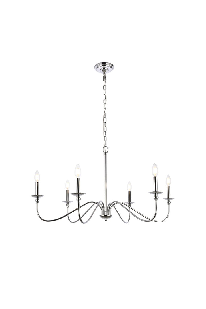 6 Lights Polished Nickel Chandelier by Living District