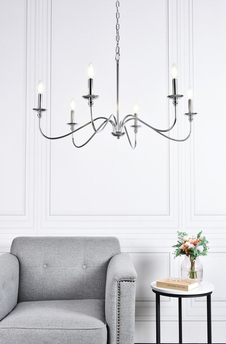 6 Lights Polished Nickel Chandelier
