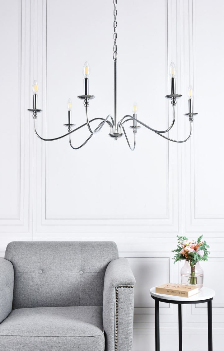 6 Lights Polished Nickel Chandelier