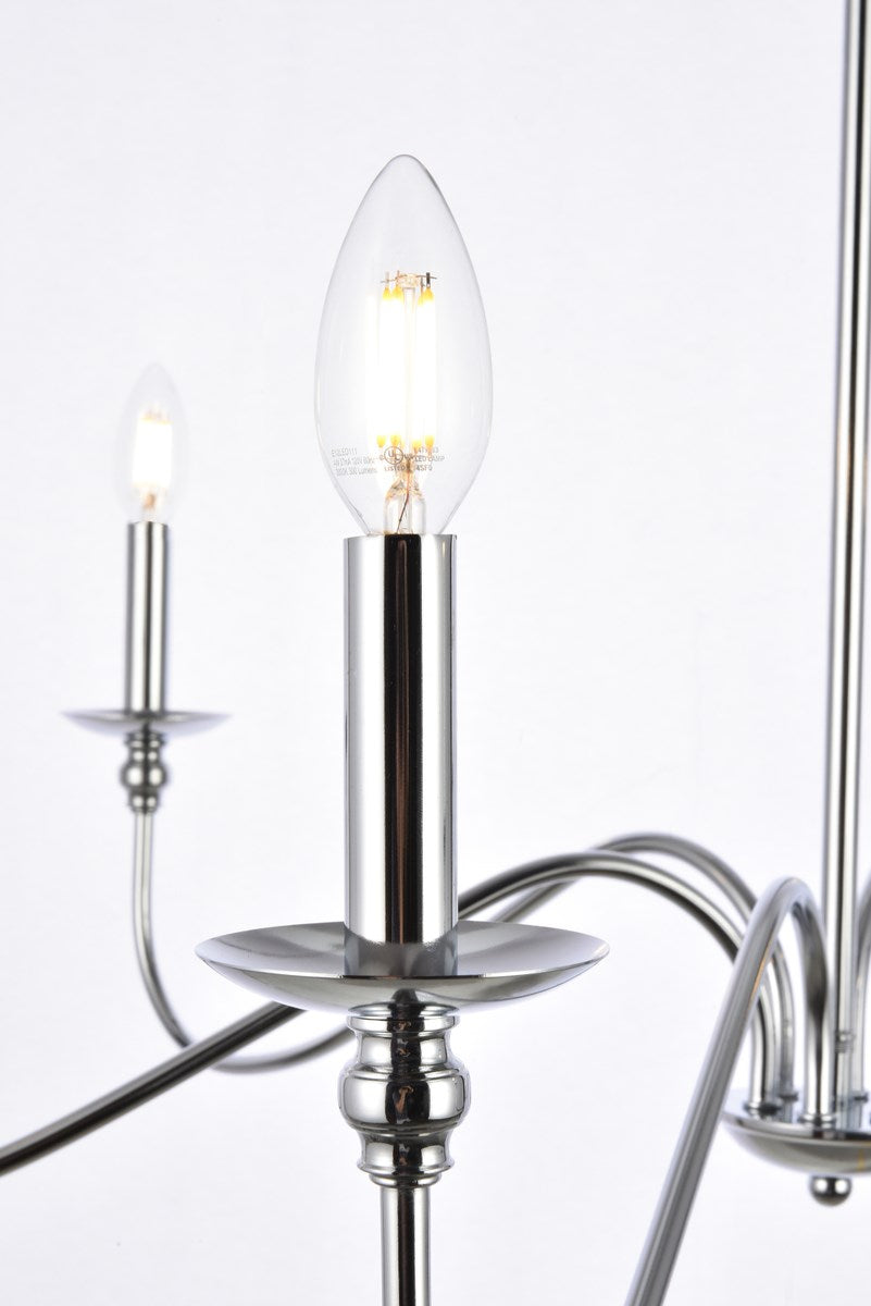 6 Lights Polished Nickel Chandelier