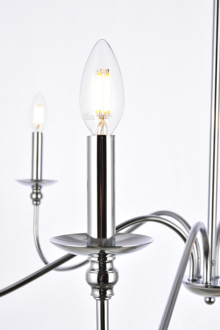6 Lights Polished Nickel Chandelier