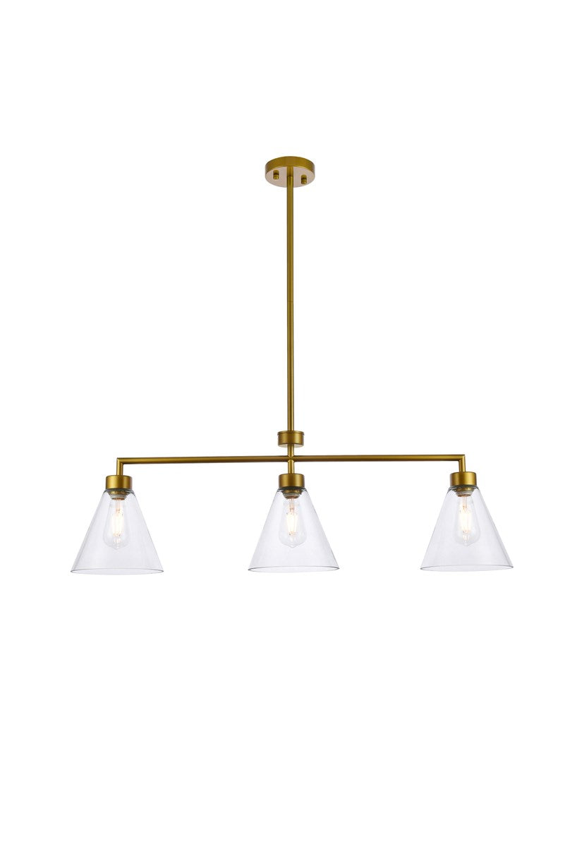 3 Lights Brass Pendant by Living District