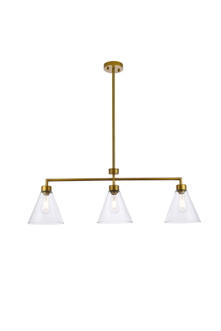 3 Lights Brass Pendant by Living District
