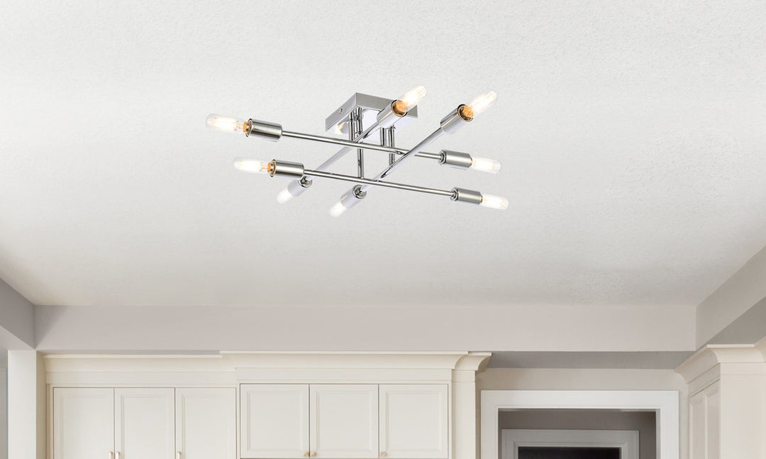 8 Lights Chrome Flush Mount