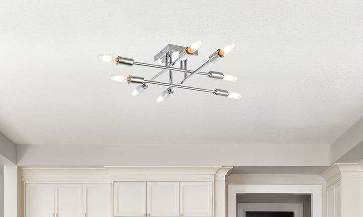 8 Lights Chrome Flush Mount