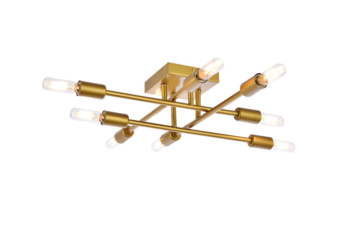 8 Lights Brass Flush Mount by Living District